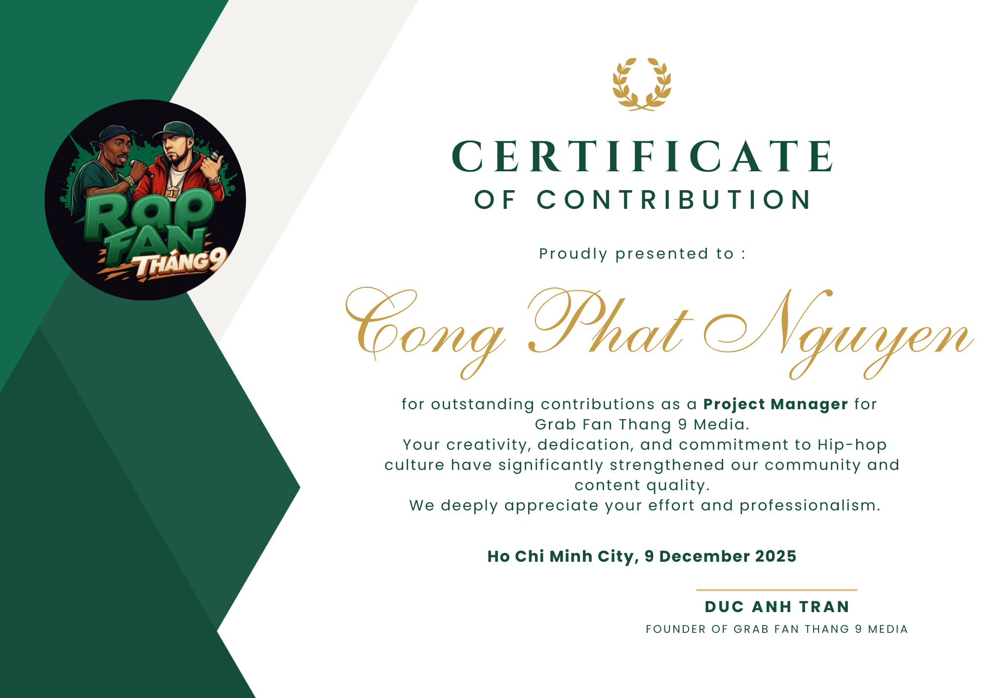 Certificate of Contribution