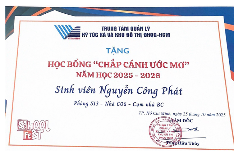 Chap canh uoc mo scholarship